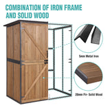 Sheds & Outdoor Storage,Large Garden Shed with Metal Frame Structure and Adjustable Shelves,Bike Storage Tool Cabinet Box for Backyard Garden Patio Lawn (Brown) Suumerpety