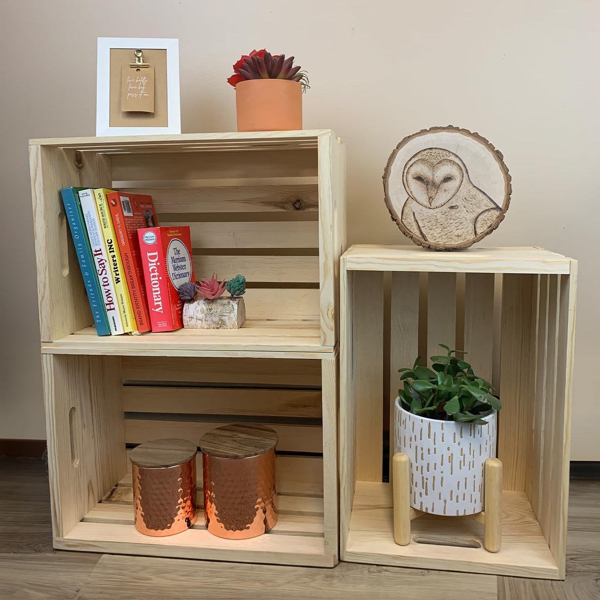 Wilson Large Wooden Pine Crate for Storage and Decoration at Home, Office, Kitchen, Bedroom, and Retail (12.5"x9.625"x17.875") (Set of 6) (6) Wilson