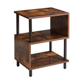 Aibiju Side Table for Bedroom, Narrow End Table Small, Mid-Century Modern Nightstand with Open Storage Shelf, Small Table Rustic Brown/Black YD-TM152H Aibiju