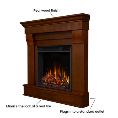 Real Flame Chateau 41" Corner Electric Fireplace with Mantel for Living Room or Bedroom, Replaceable Fireplace Insert Heater, Realistic Log and Flame Effect, Remote Control, Timer.