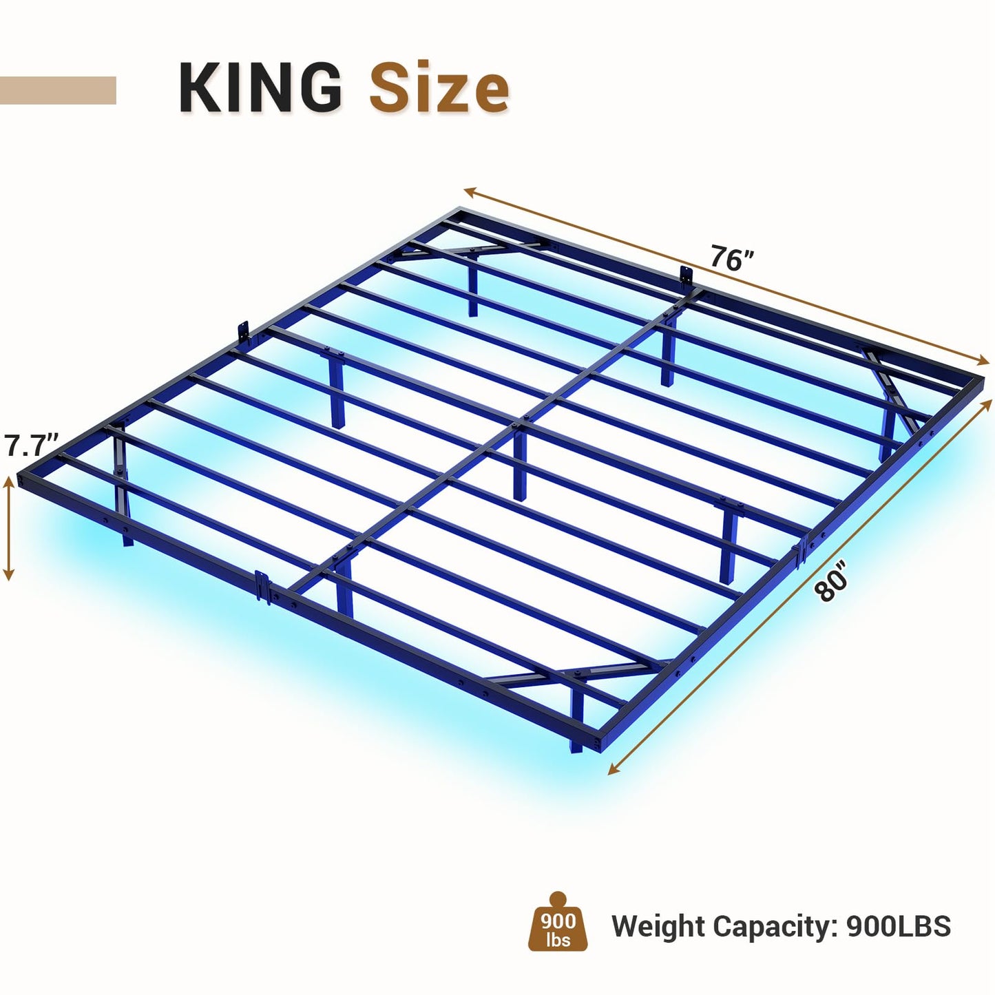 Hasuit King Size Floating Bed Frame with LED Lights - Modern Metal Platform Design, No Box Spring Required, Easy Assembly - WoodArtSupply