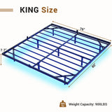 Hasuit King Size Floating Bed Frame with LED Lights - Modern Metal Platform Design, No Box Spring Required, Easy Assembly Hasuit