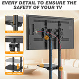 Rolling TV Stand with Upgraded Wheels for 32-70 Inch TVs, Height Adjustable Mobile TV Stand with Laptop Shelf, Mobile TV Cart with Heavy Duty Structure up to 88lbs for Living Room, Patio, Office TVON