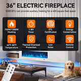 Breezestival 70" Floating TV Stand with 36" Electric Fireplace, Wall Mounted Fireplace TV Stand with Two Hinged Doors, Entertainment Center with LED Lights for Living Room, Bedroom, White Breezestival