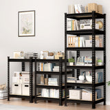 PrimeZone 6-Tier Adjustable Tall Book Shelf - Narrow Bookcase for Small Space, Open Wooden Bookshelf, Display Square Shelf for Living Room, Bedroom, Sturdy, Office, 16" W x 16" D x 72" H, Black PrimeZone