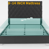 DWVO King Bed Frame with 53" Tall & 2 Charging Station, Velvet Upholstered Platform Bed with Button Tufted Headboard,No Box Spring Needed,Noise-Free (Black, Queen) DWVO