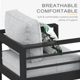 LayinSun Aluminum Furniture Set with Fire Pit Table, 4 Pieces Patio Sectional Conversation Chat Sofa Modern Seating Set LayinSun