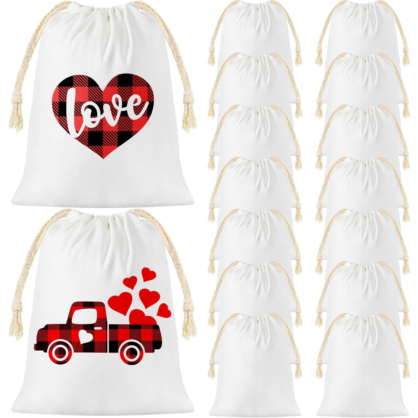 Shappy Sublimation Blank Small Drawstring Bags Candy Gift Bags 4x6'' Muslin Goodies Pouch Reusable Treat Sachet Sack for Valentine's Day Birthday Party Favors DIY Craft Supplies(50 Pieces)