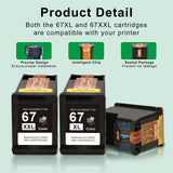 SAILNER Remanufactured Ink Cartridge Replacement for HP Ink 67 67XL 67XXL Ink Cartridge Black/Color Combo Pack for DeskJet 4155e 2755e 4155 2700 Envy 6055 Printer (1 Black, 1 Tri-Color, 2 Pack) SAILNER
