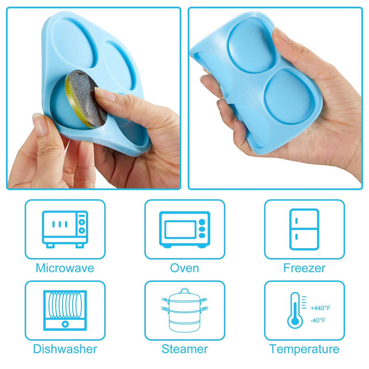 Phone Grip Mold 4 Circle Shape Epoxy Resin On Top Phone Grip Mold with 10 Pieces Blank Sublimation Phone Holders Circle Silicone Molds for DIY Design (Black Holder) Weewooday
