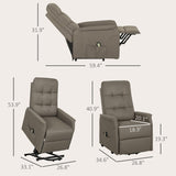 HOMCOM Power Lift Recliner Chair for Elderly, Fabric Lift Chair Sofa with Remote Control, Side Pockets, Pocket Spring, Tufted Back, Quick Assembly, Coffee HOMCOM