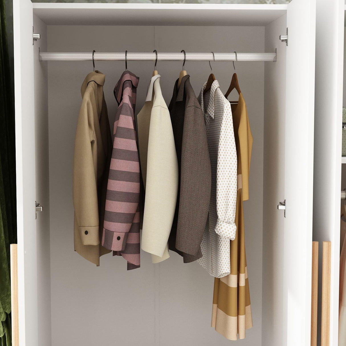 FAMAPY 4 Door Wardrobe with Drawers and Shelevs, Armoires Wardrobe Closet with Hanging Rod, Armoires and Wardrobes for Bedroom White (63”W x 20.7”D x 69.7”H) FAMAPY