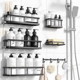 YASONIC Shower Caddy, 6 Pack Large Capacity Shower Organizer with Soap Holder and 12 Hooks, Rustproof Shower Shelves for Inside Shower, No Drilling&Sleek Bathroom Organizers and Storage YASONIC