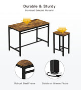 MIERES 5-Piece Rustic Brown Dining Table Set for 4 with Sturdy Metal Frame MIERES