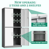 Letaya Metal Storage Cabinet with Lock Door, Adjustable Shelf Steel Cabinets for Office, Home,Pantry,Kitchen,Garage Utility Cabinet (4 Door-White&Gray) Letaya
