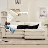 Oprisen 86" Modular Sectional Sofa, Comfy Cloud Couch Sectional Sofa with Ottoman, Chenille Sofa Sleeper Deep Seat Sofa with Throw Pillows for Living Room (Beige White, 86"- L Shape) Oprisen
