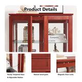 HIUU Cherry Curio Cabinets with Glass Doors,49.4’’H Curio Cabinet with Lights,Display Cabinet with Glass Doors and Adjustable Shelves,Wooden China Cabinet for Living Room HIUU