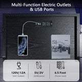 Black Nightstand with Charging Station, Night Stand with LED Lights, Modern Led End Table Nightstand for Bedroom, Bedside Table with 2 Drawers, Bed Side Table with Storage for Living Room 4ever2buy