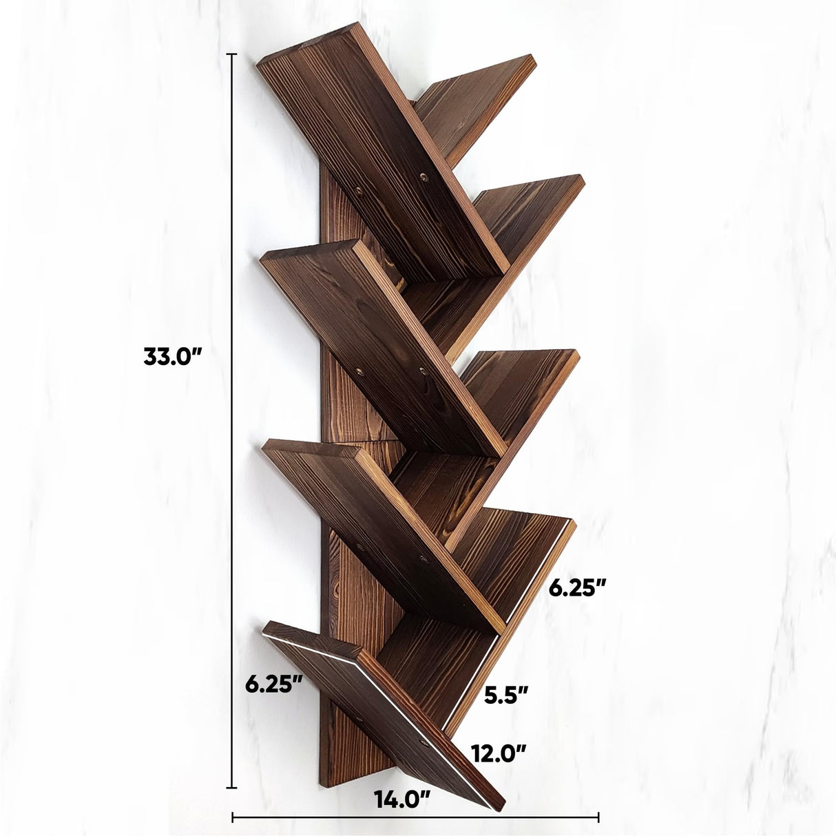 FreshDecor Tree Bookshelf 7-Tier | Wall Bookshelf | Book Organizer | Solid Wood Bookshelf for Kids | Floating Bookshelf Organizer FreshDecor
