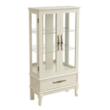 CKEASEAN Curio Cabinet with Tempered Glass Doors, 52" H Glass Display Cabinet with Light Bulb inclued, Curio Storage Cabinet with Mirrored Back Panel and Adjustable Shelves (White) CKEASEAN