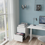 AFAIF 3 Drawer File Cabinet with Lock, Metal Filing Cabinets for Home Office, Small Rolling File Cabinet Under Desk Office Drawer Mobile Storage Cabinet fits Letter/Legal/A4 Size, White AFAIF