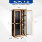 Outdoor Storage Cabinet Wood & Metal with Waterproof Roof, Garden Tool Shed with 3 Removable Shelves, 4 adjustable reinforced feet with metal brackets, 6 T-Hinge, magnetic door,15.6"D x 32.3"W x 66"H Gowoodhut