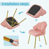 Yaheetech Velvet Accent Chair, Cute Vanity Chair with Shell-Shaped Backrest, Modern Armchair Side Chair with Golden Legs for Living Room/Bedroom/Home Office/Makeup, Pink Yaheetech