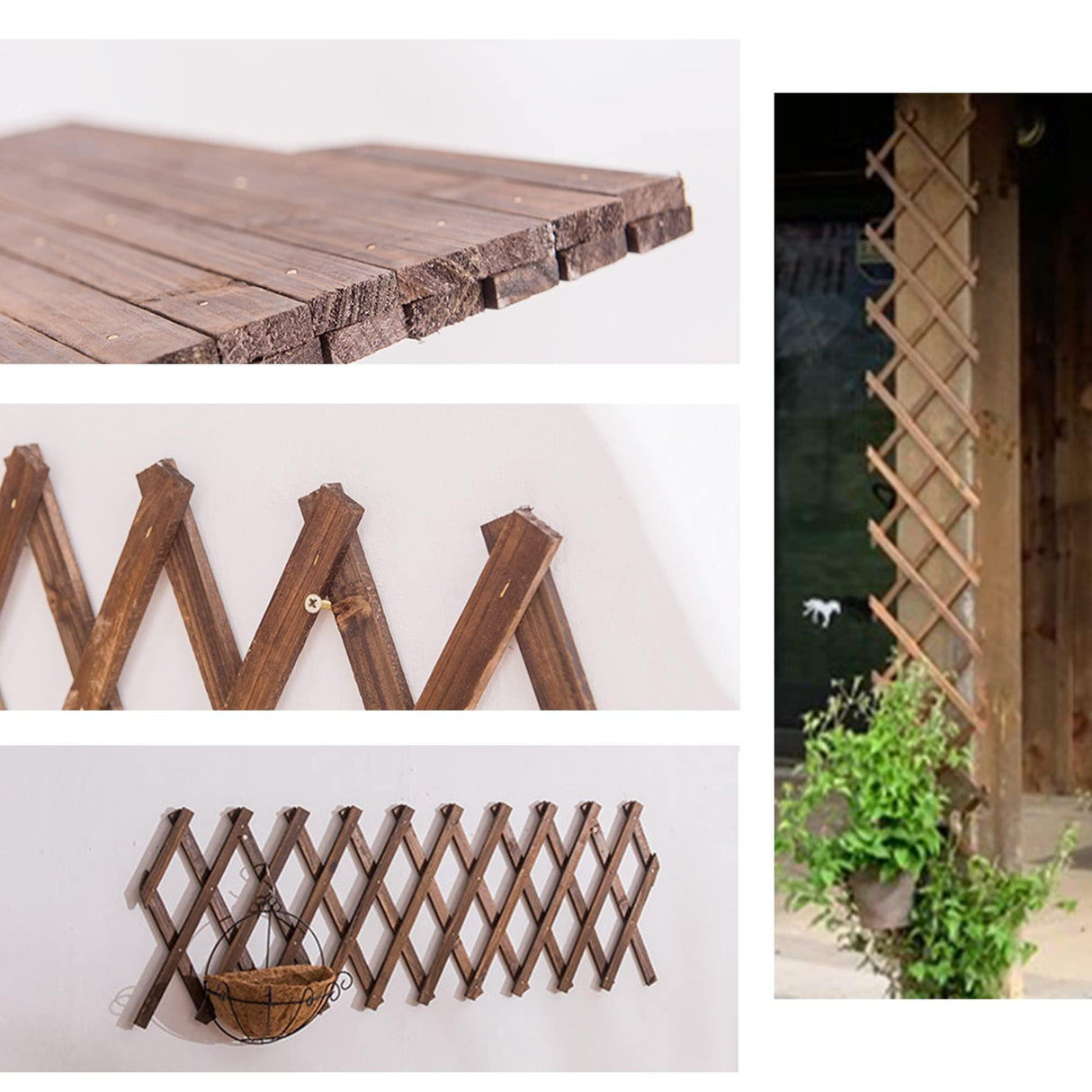 Wooden Lattice Panels for Outside 4Pack, 75"x11.8" Expandable Wood Lattice Fence Wall Garden Trellis Frame for Climbing Plants Outdoor Vine Ivy Rose Patio Room Decorative Avalution