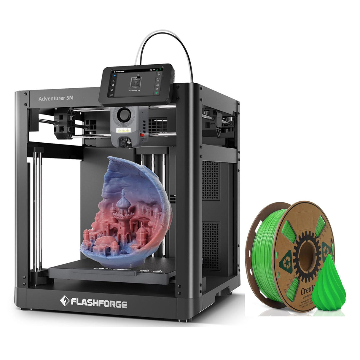 Flashforge Adventurer 5M 3D Printer with Extra 1KG HS PLA Light Green Filament FLASHFORGE