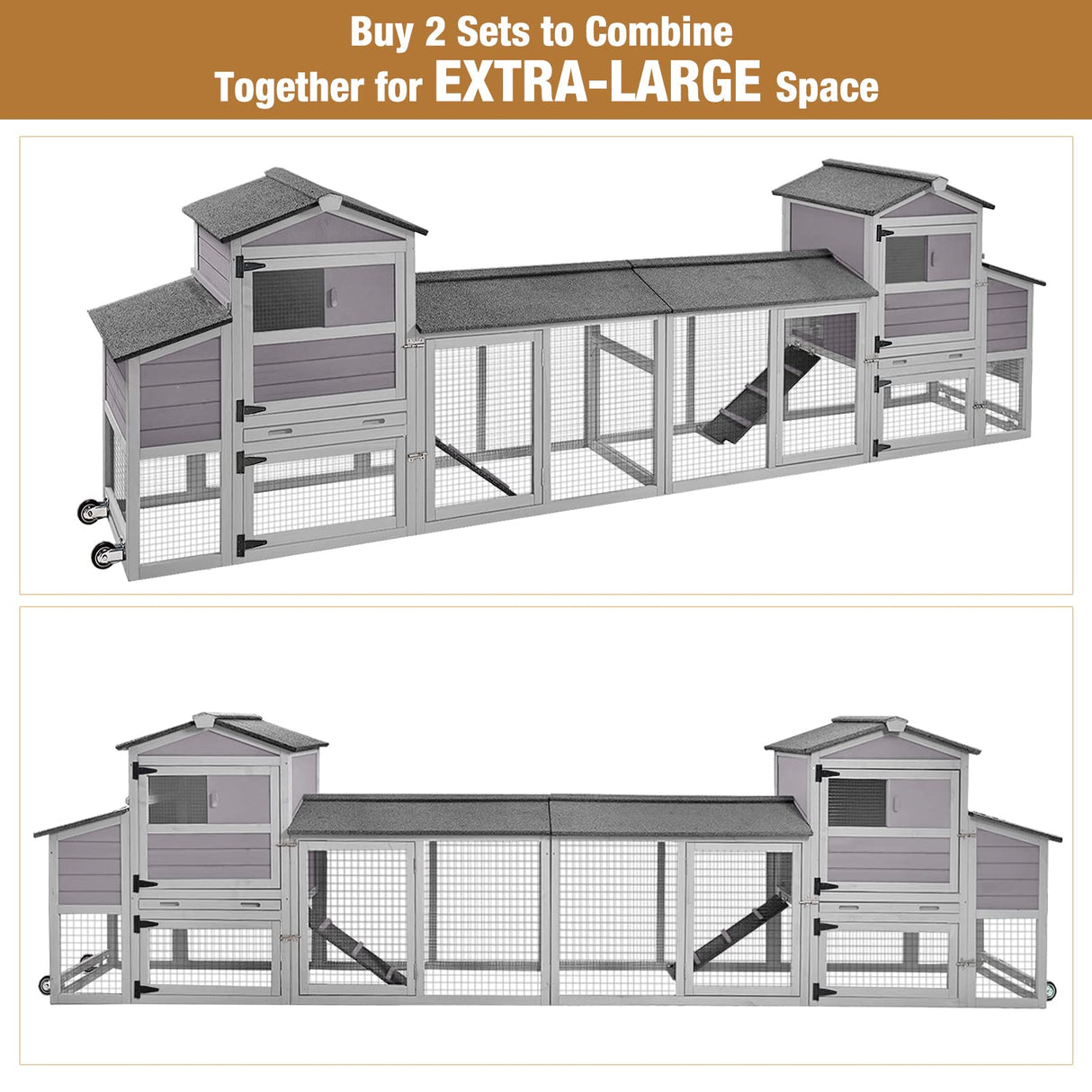 Mobile Chicken Coop with Nesting Box, Outdoor Hen House Poultry Cage with Casters X-Large GUTINNEEN