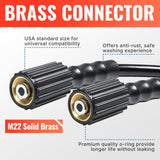 YAMATIC Kink Resistant Pressure Washer Hose 50FT 1/4" M22 Brass Fitting Power Washer Hose Replacement for Ryobi, Troy Bilt, Greenworks, CRAFTSMAN Most Brand Power Washer, 3200 PSI YAMATIC
