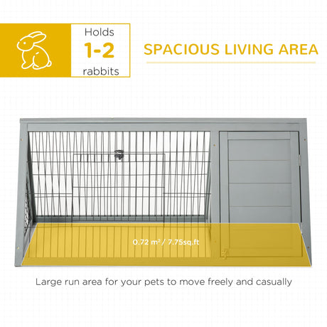 PawHut 46" x 24" Wooden A-Frame Outdoor Rabbit Cage Small Animal Hutch with Outside Run & Ventilating Wire, Gray PawHut