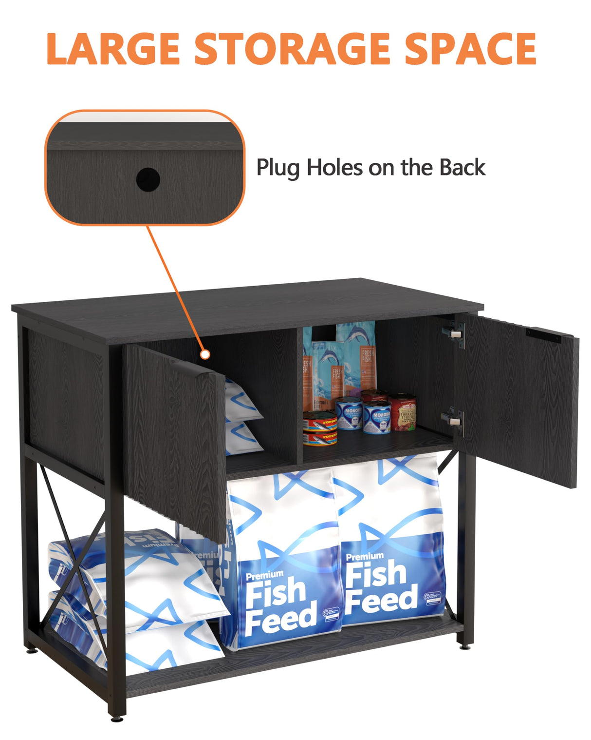 Piskyet 5-10 Gallon Fish Tank stand, Metal Frame Aquarium stand, Cabinet for Fish Tank Accessories Storage，Suitable for Turtle Reptile Tank Stand Terrarium Stand，220Lbs, Black Piskyet