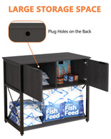 Piskyet 20-29 Gallon Fish Tank Stand, Metal Frame Aquarium Stand, Cabinet for Fish Tank Accessories Storage，Suitable for Turtle Reptile Tank Stand Terrarium Stand,340Lbs,Black Piskyet