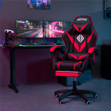 HOFFREE Massage Gaming Chair for Kids Computer Gamer Chair with Footrest and Lumbar Support Reclining PC Game Chair with Headrest for Gaming Room Red and Black HOFFREE