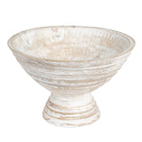 Creative Co-Op Boho Wood Pedestal Serving, White Wash Finish Bowl Creative Co-Op