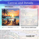 JUJUHOOD Sunset Beach Scene Framed Paint by Numbers Kit for Adults Beginner & Kids Ages 8-12, Seaside Paint by Number Without Easel, Simple Paint by Numbers for Gift Home Wall Decor (10x10Inch) JUJUHOOD