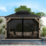 BPS 10' x 12' Gazebo Universal Mosquito Netting Screen Replacement, 4-Panel Screen Walls with Double Zippers for Outdoor Patio, Black (Mosquito Net Only) BPS