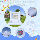 White Inflatable Bounce House Kids Inflatable White Bounce House with UL Blower, Large Ball Pool and Spacious Fun Room Bounce House for Kids 3-12 Felizhus