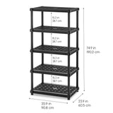 IRIS USA 5-Shelf Extra Heavy Duty Deep Plastic Storage Shelves, 1000lb Capacity, 75" H x 36" W x 24" D, Large Modular Shelving Unit Storage Organizer for Garage, Home, Warehouse & Gym, Rack - Black Iris Ohyama