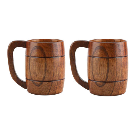 Yosoo 350mL Wooden Beer Mugs,Handmade Retro Brown Drinkware with Handle for Wine/Coffee/Tea Gift Drinking Cup for Men/Women Yosoo