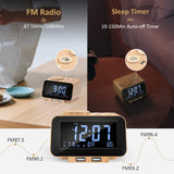 USCCE Digital Alarm Clock Radio - 0-100% Dimmer, Dual Alarm with Weekday/Weekend Mode, 6 Sounds Adjustable Volume, FM Radio w/Sleep Timer, 2 USB Charging Ports, Thermometer, Battery Backup(Wood Grain) uscce