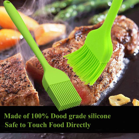 Grill Basting Brush Silicone Pastry Baking Brush BBQ Sauce Marinade Meat Glazing Oil Brush Heat Resistant, Kitchen Cooking Baste Pastries Cakes Desserts, Dishwasher Safe 4Pack iPstyle