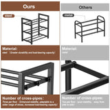 HDDTTZ 3-Tier Expandable Shoe Rack, Adjustable Shoe Shelf Storage Organizer Heavy Duty Metal Free Standing Shoe Rack for Entryway Closet Doorway (Black) HDDTTZ