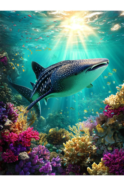 CVFASH Whale Shark Diamond Art Painting Kits for Adults, 5D Coral Reef Diamond Painting Dots Art Kits for Adults Beginner DIY Gifts Art Diamond Home Wall Decor 12x16 INCH