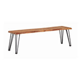 Coaster Furniture Sherman Modern Solid Wood Live Edge Dining Bench Metal Base Natural Acacia Gunmetal 190913 Coaster Home Furnishings