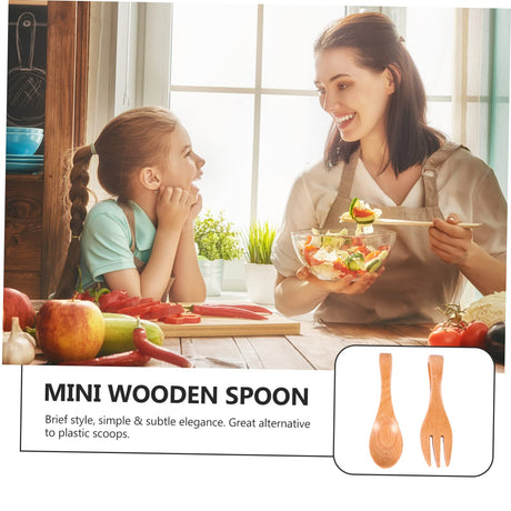 OKUMEYR 1 Set Spoon Fork Kid Wood Eating Utensils Kids Forks Baby Training Tableware Kids Cutlery Wood Kids Wooden Utensils for Eating Wood Dessert Fork Child Vintage Training Fork OKUMEYR