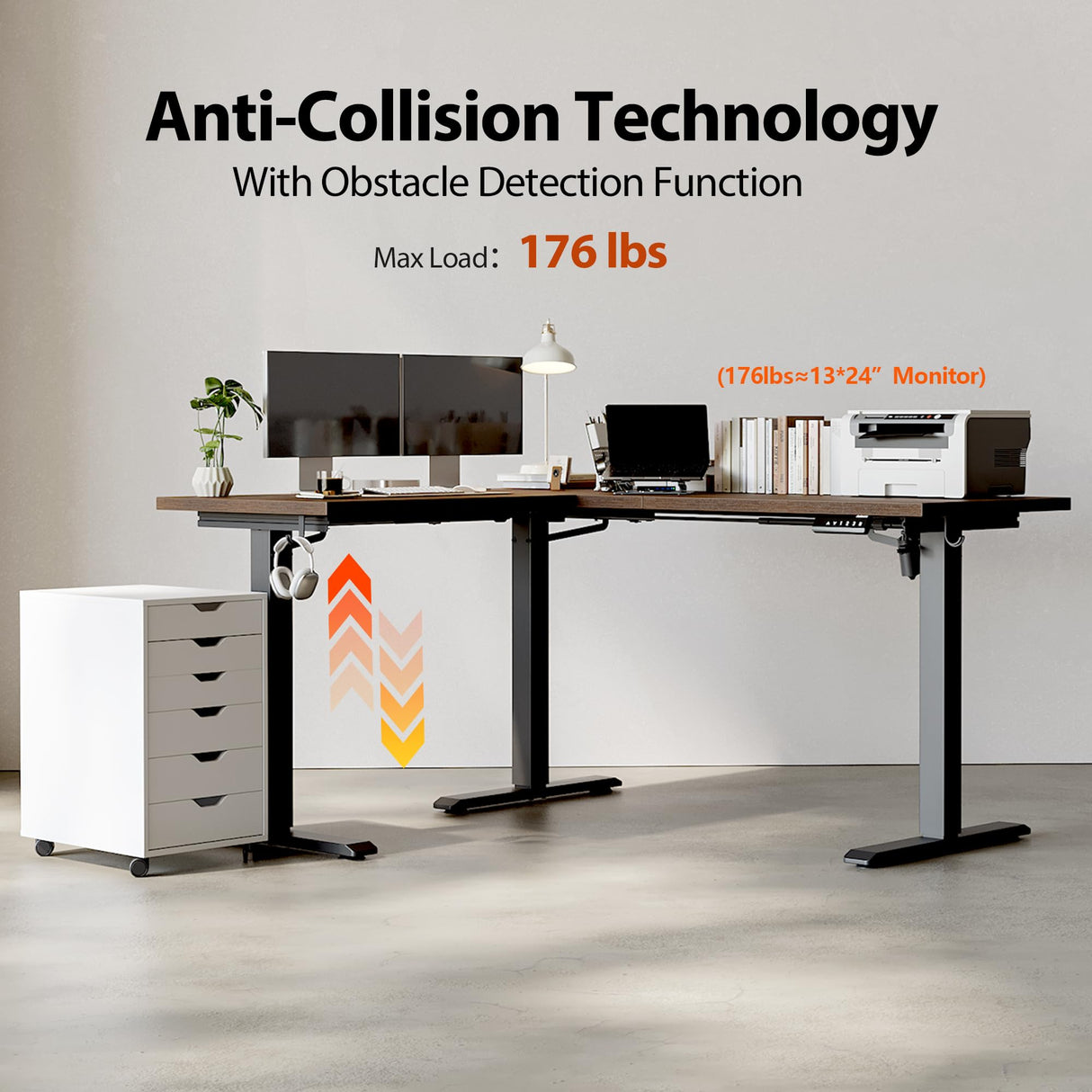 Agilestic 59 Inch L Shaped Standing Desk Adjustable Height, Electric Corner Standing Desk, Sit Stand Computer Table with Splice Board, Rustic Brown Agilestic