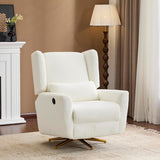 Christopher Knight Home Dolia Boucle Fabric Upholstered 360° Swivel Chair, Push-Back Power Recliner Chair, Iron Recliner Sofa with Rotation, Living Room Lounge Sofa, Adjustable Backrest, Beige+Gold Christopher Knight Home