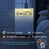 BOLUO White Night Stand with 3 Fabric Drawers, Nightstand with Charging Station LED Nightstand for Bedroom, Bedside Table with USB Ports and Outlets Modern BOLUO